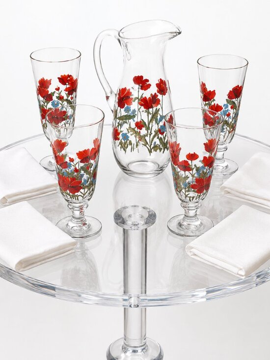 Noble Excellence Other - Noble Excellence Hand Painted Drinkware Set, Pitcher And Four Glasses